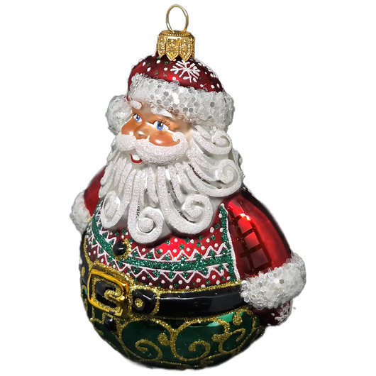 bombki Szklana bombka ręcznie malowana czerwono-zielony kulisty Mikołaj