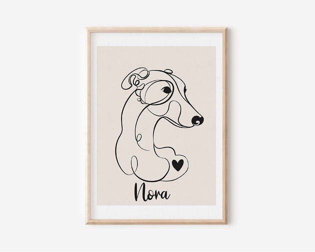 grafiki i ilustracje Pies  Line Art - Plakat personalizowany
