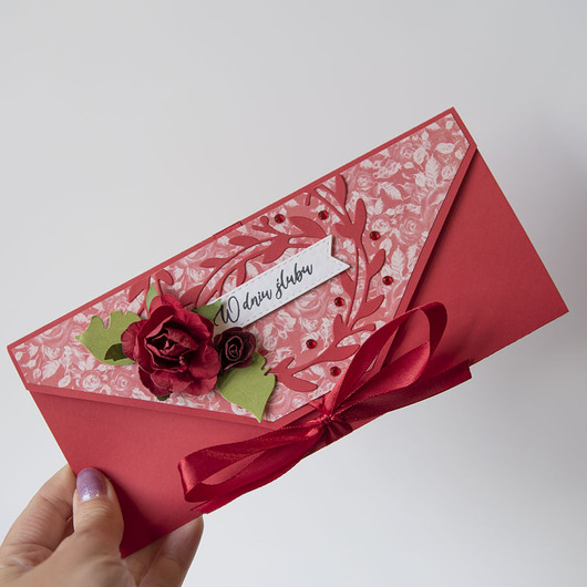 kartki scrapbooking Kartka ślubna folder na pieniądze kieszonka