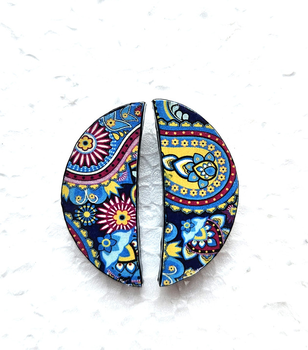 kolczyki drewniane Wkrętki Niebieska moc