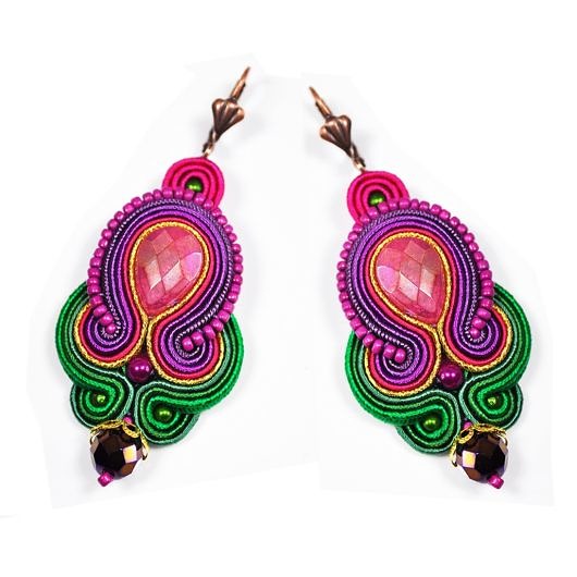 kolczyki soutache Sutaszowe kolczyki AGATY GREEN