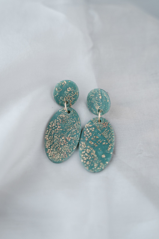 kolczyki z masy plastycznej Kolczyki wiszące TURQUOISE