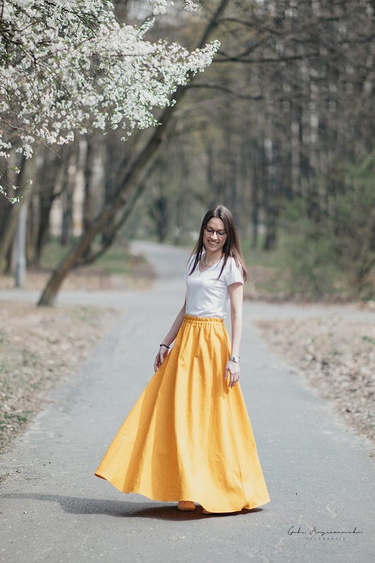 spódnice maxi Długa lniana spódnica