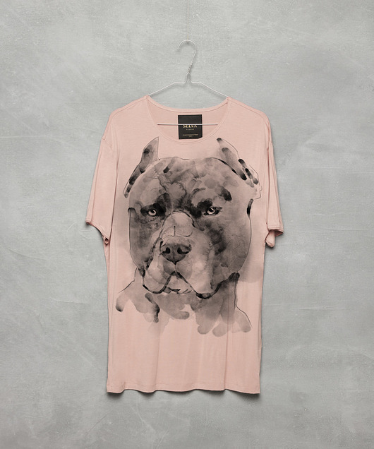 t-shirty męskie Pitbull Dog - Męski T-shirt Premium z nadrukiem - light pink