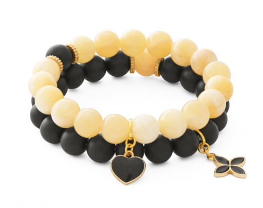 Blackstone & honey jade with pendants. Lavoga