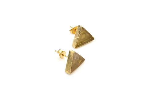 Brazi Earrings Cytryn trójkąty złoto Brazi Druse Jewelry