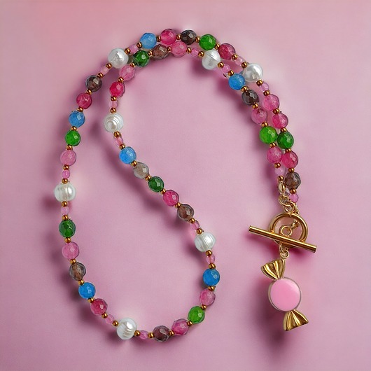 chokery NASZYJNIK candy UNIKAT : jadeit multicolor