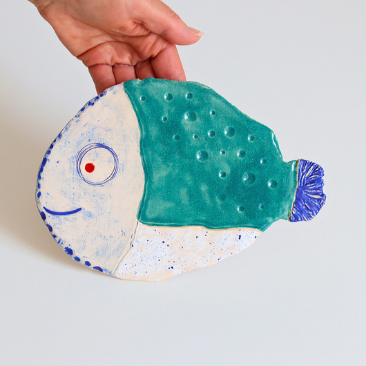 Ozdoby na ścianę Dekoracja ceramiczna na ścianę RYBA