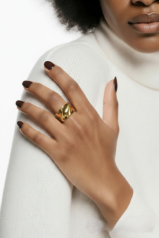 pierścionki srebrne Pierścionek regulowany SIMPLE WAVE- srebro, złoto, różowe złoto