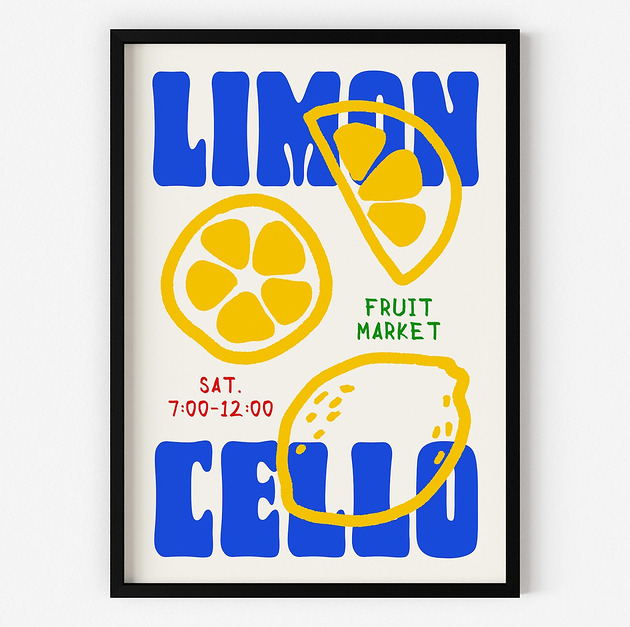 plakaty Grafika z cytrynami i napisem LIMONCELLO