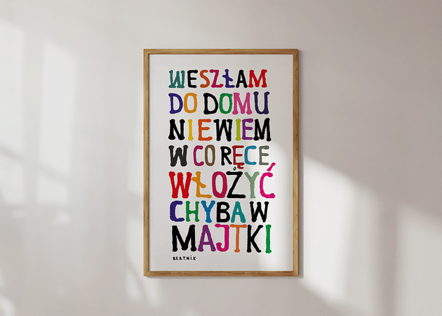 plakaty MAJTKI plakat dla Niej kolorowa typografia erotyczna Grafika dla Pani Domu