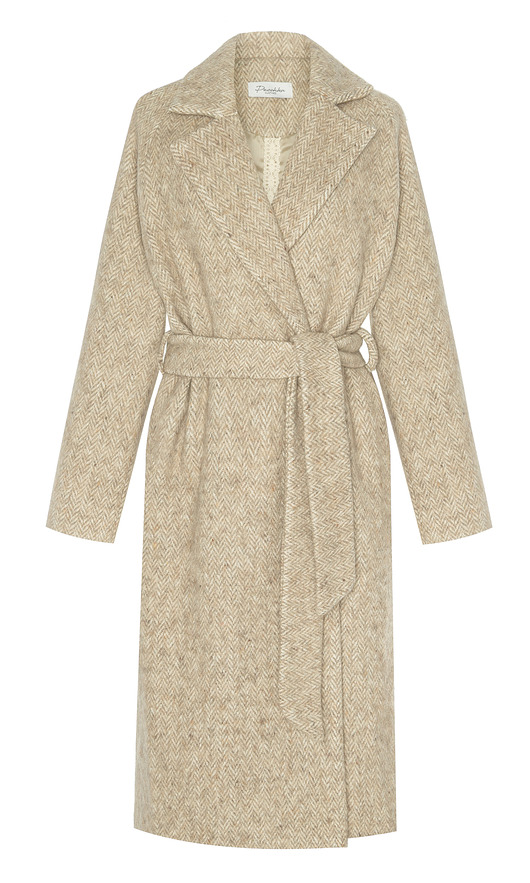 płaszcze damskie Płaszcz z alpaką PREMIUM jodełka beżowa