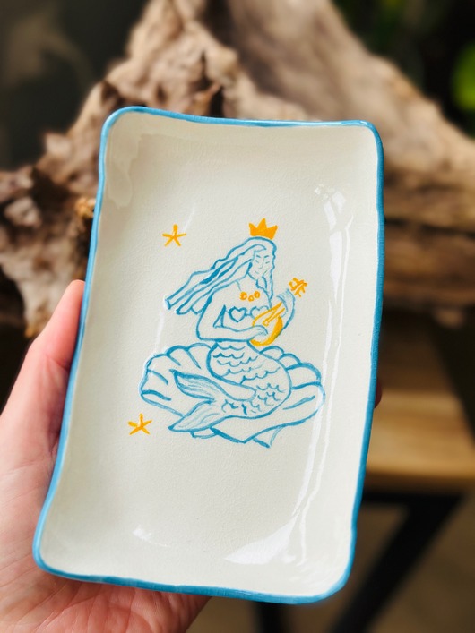pojemniki na biżuterię Ceramiczny talerzyk na drobiazgi Syrenka