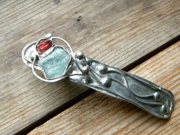 topaz i granat  - klamra do włosów Beata Trotter
