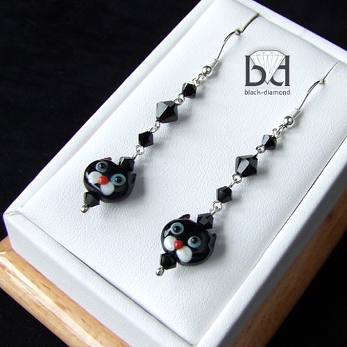 czarne Kotki i kryształ swarovski Black Diamond
