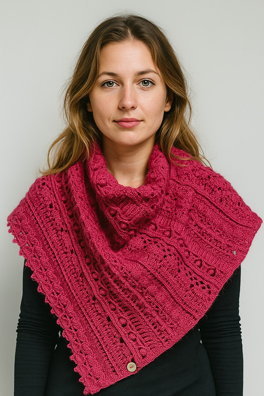 szale damskie Duża ciepła chusta szydełkowa Allyana z wełną merino