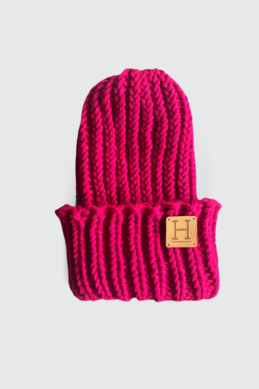 czapki damskie Czapka beanie z wełny merynosa handmade RÓŻ