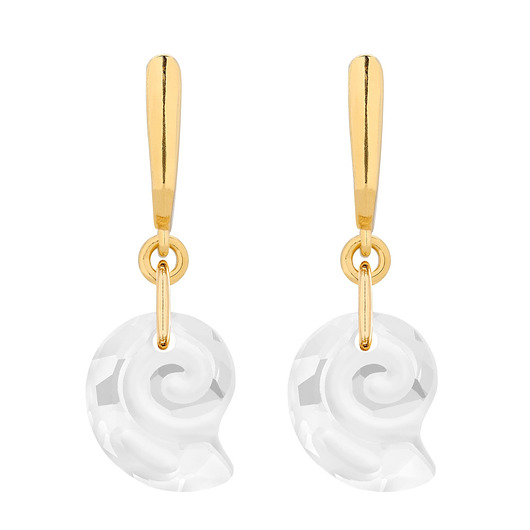 kolczyki swarovski Złote kolczyki z muszelkami SWAROVSKI CRYSTAL