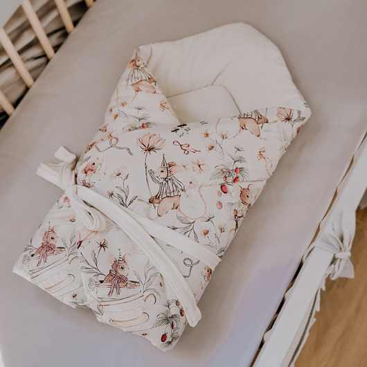 śpiwory i rożki niemowlęce Rożek niemowlęcy Myszki, środek velvet ecru PZ