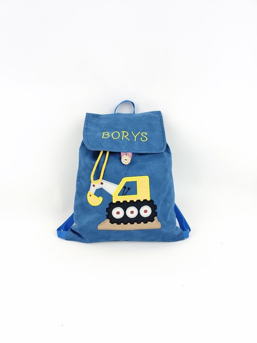 torebki, worki i plecaki dziecięce Personalizowany plecak przedszkolaka, plecak z koparką, plecak z imieniem
