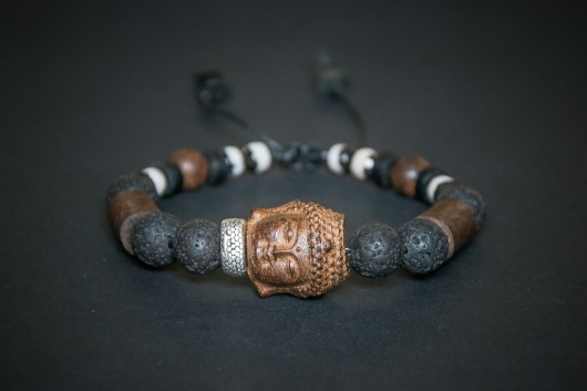 LHASA bransoleta z drewnianym Buddą / agat Tybet NOMAD ACCESSORIES