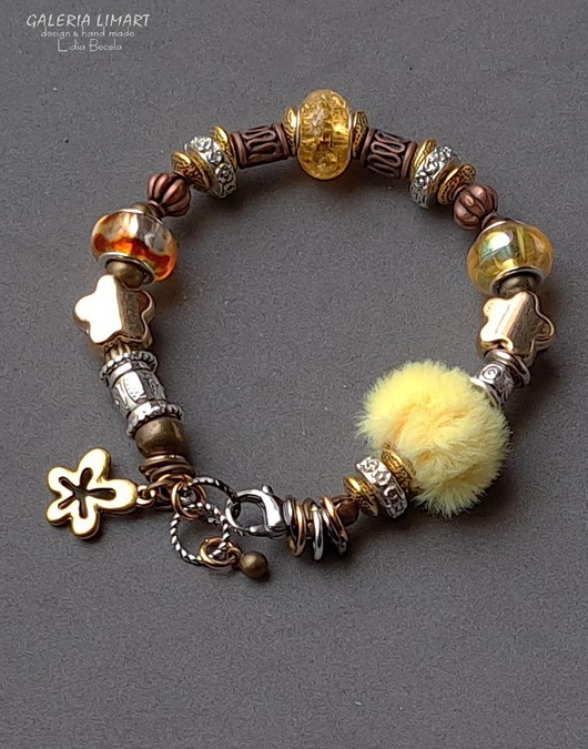 bransoletki - inne Bransoletka typu Pandora tricolor z puszkiem Uroczy PREZENT handmade