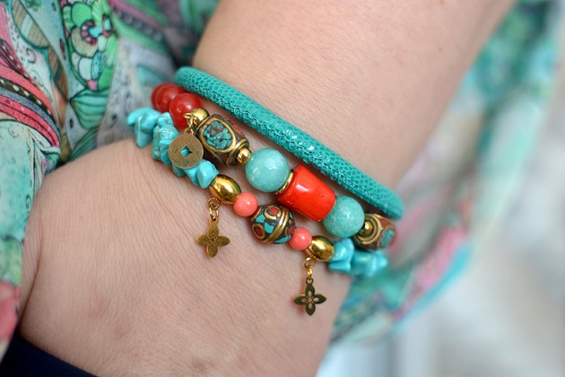 bransoletki z kamieni naturalnych Zestaw BRANSOLETEK ORIENT TURQUOISE