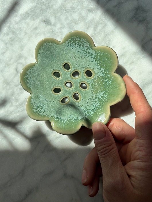 mydelniczki Ceramiczna Mydelniczka Kwiat Syrenia Zieleń