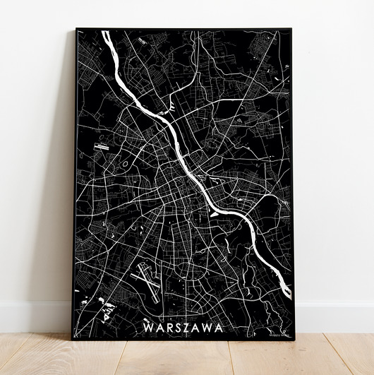grafiki i ilustracje Mapa plakat - Warszawa