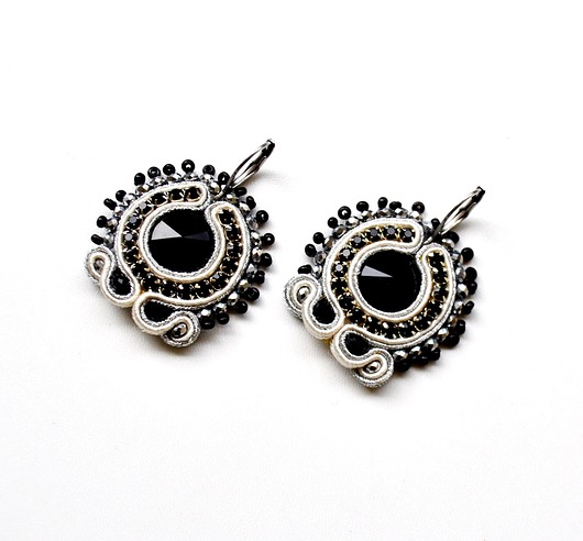 kolczyki soutache Sutaszowe kolczyki BLACK RIVOLI