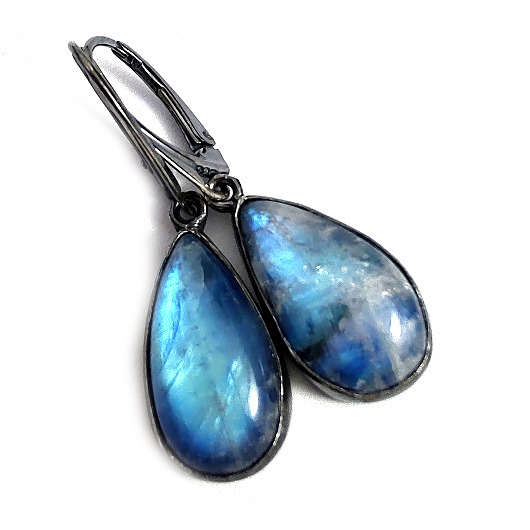 kolczyki srebrne Kolczyki srebrne moonstone księżycowe