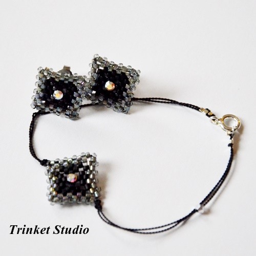Geometrycznie- Rainbow Gray i jedwab Trinket Studio