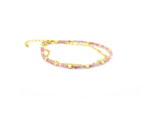 Bransoletka Turmalin Różowy złoto Brazi Druse Jewelry