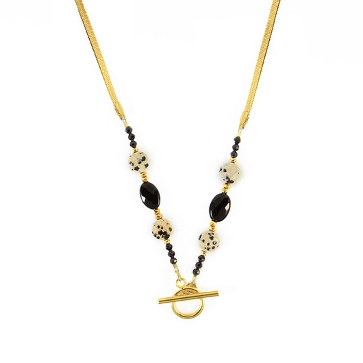 biżuteria różna Naszyjnik płaska Żmijka z owalnych Onyksów - dobrobyt i witalność