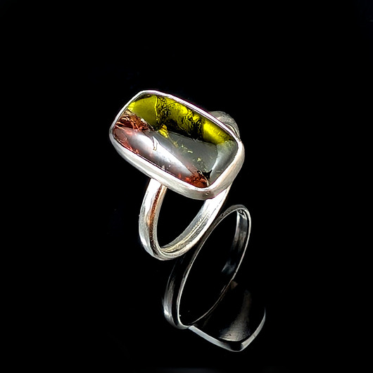 pierścionki srebrne Pierścionek niezwykły arbuzowy turmalin