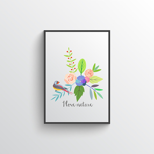 plakaty Plakat. Kwiaty i ptaki