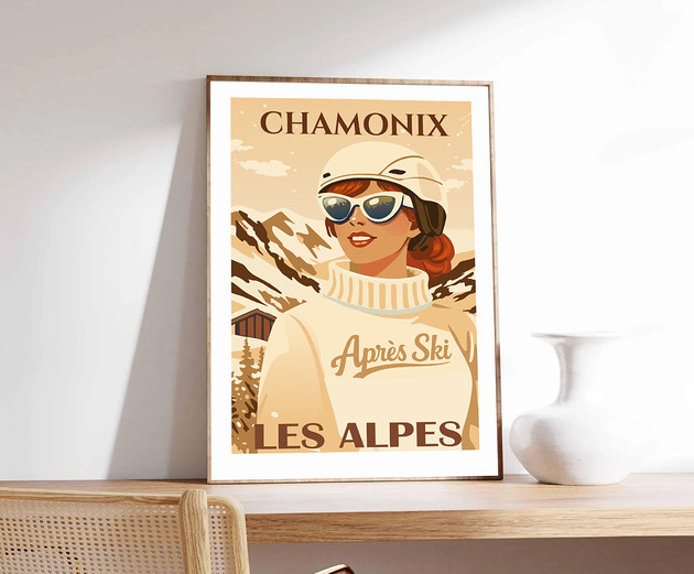 plakaty Plakat Chamonix sepia