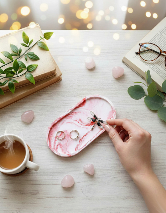 pojemniki na biżuterię Podstawka owalna na biżuterię dekoracja z gipsu