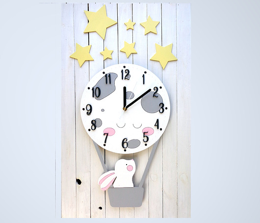 pokój dziecka - różne Zegar dla dziecka księżyc i króliczek