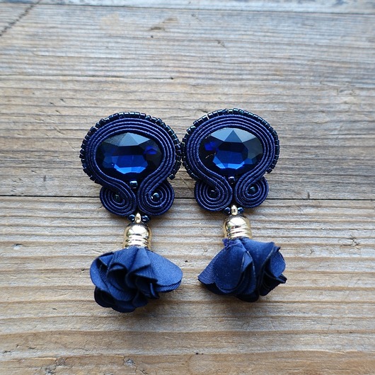 Koktajlowe  kolczyki soutache Mró Soutache