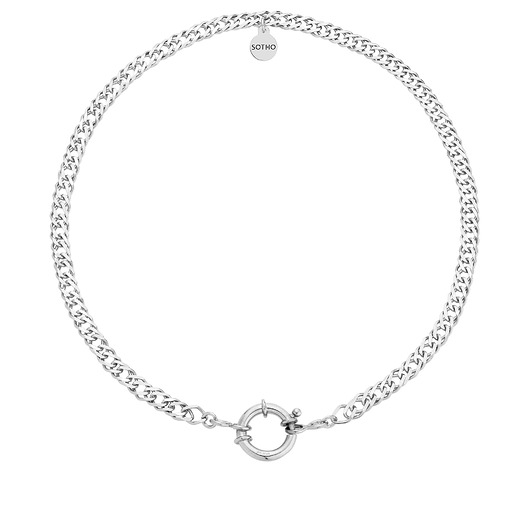 srebrne naszyjniki Srebrny masywny łańcuch z ozdobnym zapięciem