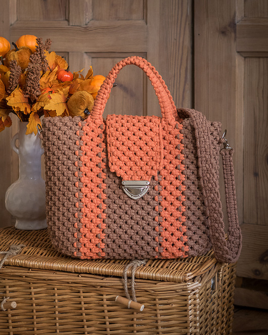 torby na ramię Makramowa torebka City Bag - mocha mousse/lisi