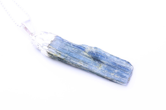 Colare Raw Kyanit Niebieski srebro Brazi Druse Jewelry