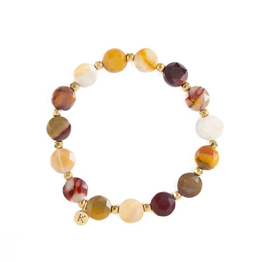 bransoletki z kamieni naturalnych Bransoletka w beżowych kolorach - Wersja Pozłacana