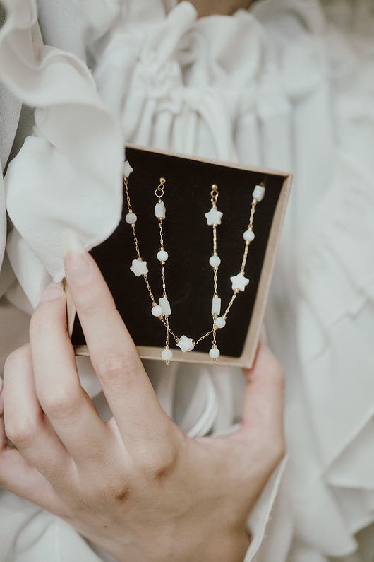 komplet biżuterii Zimowy komplet z masy perłowej