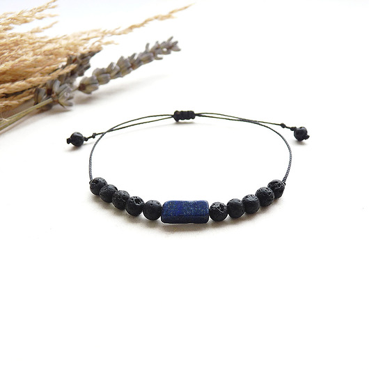 bransoletki na sznurku Bransoletka lapis lazuli i lawa