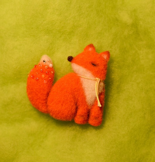 broszki Broszka z wełny - lisek, fox