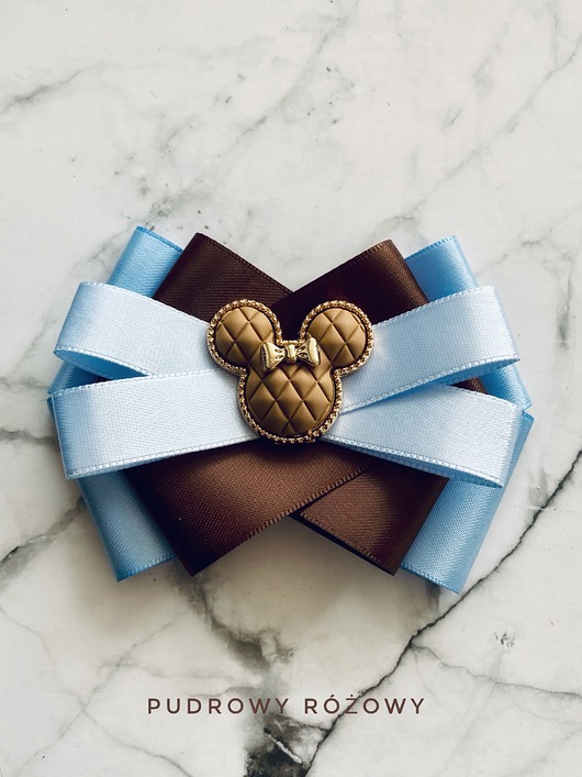 broszki Czekoladowo -błękitna  Brosza MICKEY    New