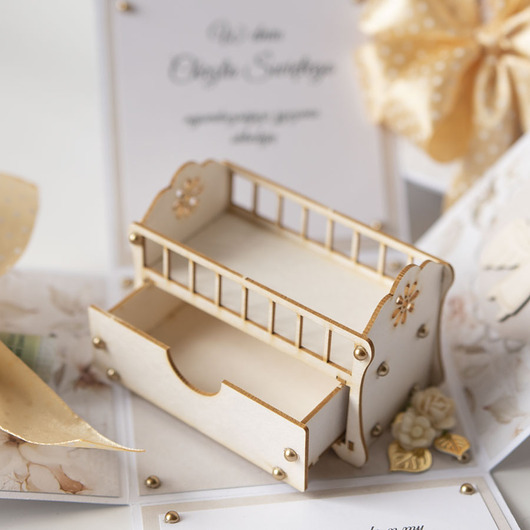 kartki, zaproszenia na chrzest Pamiątka Chrztu św. exploding box kartka 3d