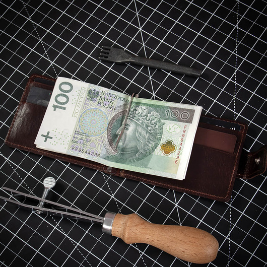 portfele męskie Czekoladowy Brąz Mały Portfel z Klipsem na Banknoty Karty Belveder BW48